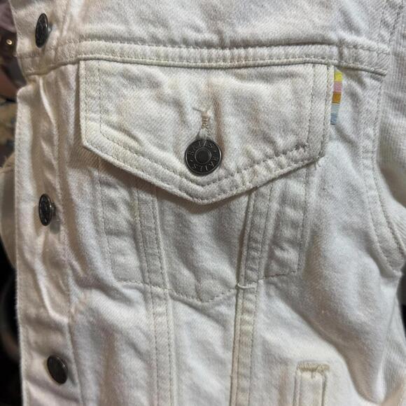 Rails White Denim Jacket Button Front Jean Pockets Lightweight Casual Boho XS - Picture 6 of 15